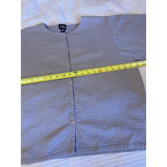 Eileen Fisher Light Gray 100% Cotton Minimalist Boxy Lightweight Cardigan Small - Picture 8 of 10